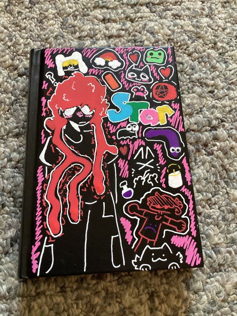 It looks ok but i messed up the hair and it dripped a bunch :( #art #doodle #posca #pens #sketchbook #sketch Decorate Sketchbook Cover, Decorate Sketchbook, Decorated Sketchbook Cover, Decorated Sketchbook, Posca Markers, Posca Pens, Sketchbook Cover, I Messed Up, Pen Art