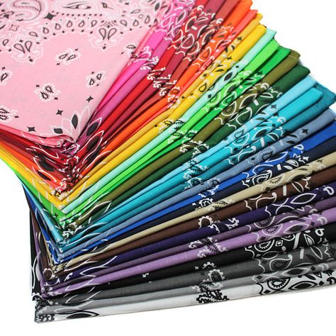 Rainbow Bandana Set, Rainbow Bandanna, Hav-a-Hank Bandanna, 100% Cotton, 31 Colors, Made in the U.S.A., Classic Paisley Design Bandana Crafts, Bandana Colors, Bridal Applique, Scarf Bandana, Bandana Styles, Bandana Dog, Paw Design, Bandana Hairstyles, Fashion Scarf