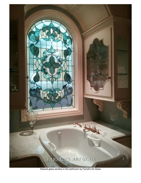 Bathroom Window Glass, Winona Mn, Window In Shower, Stained Glass Door, Bathroom Window, Glass Window Art, زجاج ملون, Custom Stained Glass, Glass Vanity