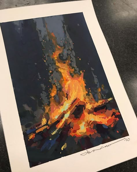 Fire Painting, Gouache Art, Arte Sketchbook, Arte Inspo, Art Et Illustration, Art And Illustration, Painting Art Projects, Gouache Painting, Tv Wall