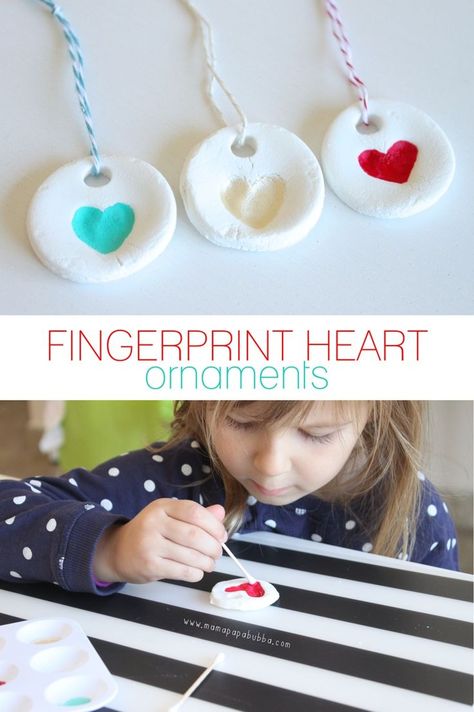 Fingerprint Heart, Ornament Craft, Preschool Christmas, Christmas Ornaments Homemade, Mors Dag, Craft For Kids, Heart Ornament, Christmas Crafts For Kids, Christmas Activities