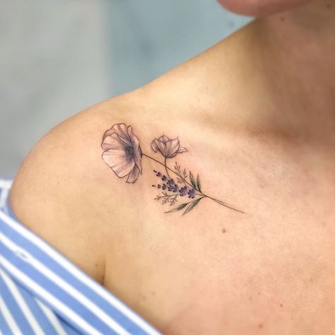 Lavender And Poppy Tattoo, Poppy And Lavender, Lavender Tattoo, Poppies Tattoo, Wild Poppies, White Poppy, Instagram White, Line Tattoos, Artist On Instagram