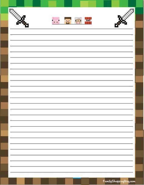 Perfect for birthday gift list | Free printable stationery, Writing paper printable stationery, Kids stationary printable Free Printable Stationery Paper, Minecraft Bday, Minecraft Printables, Stationary Printable, Printable Lined Paper, Kids Stationary, Writing Paper Printable Stationery, Free Printable Stationery, Notepaper