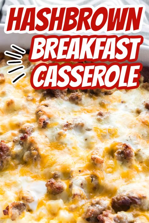 Whip up this easy hashbrown breakfast casserole loaded with diced potatoes, sausage, eggs, cheese and baked to perfection. Easy to make and simple ingredients. This can be an overnight breakfast casserole recipe. Diced Hashbrown Casserole, Diced Hashbrown Recipes, Hashbrown Egg Bake, Egg Bake With Hashbrowns, Overnight Egg Bake, Hash Brown Egg Casserole, Sausage Egg Bake, Egg And Cheese Casserole, Baked Omelette