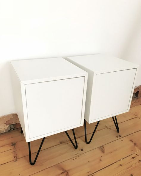 Ikea Hack - my first! Eket cabinet and hairpin legs. Ikea Fur, Patchwork Bathroom, Eket Ikea, Eket Cabinet, Ikea Legs, Ikea Eket, Bathroom Hacks, Ikea Bedroom, Side Table With Drawer