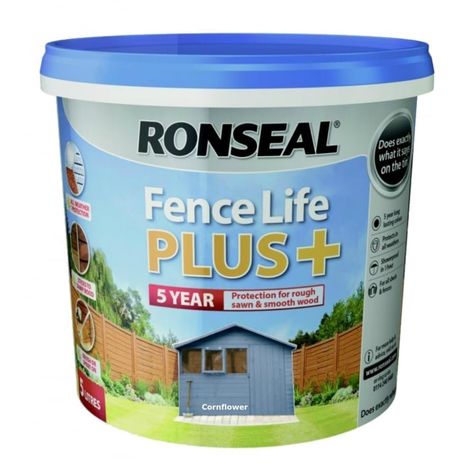 Ronseal 9L Fence Life Plus Garden Shed & Fence Paint UV Potection-All Colours 9L (CornFlower): Amazon.co.uk: Amazon.co.uk: Ronseal Fence Paint Colours, Ronseal Fence Paint, Fence Paint Colours, Blue Fence, Rough Wood, Cedar Fence, Fence Paint, Wood Care, Exterior Wood