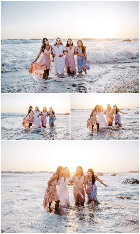 Ladies laughing in the water in Newport Beach, Ca Mother Daughters Beach Photoshoot, Mother And Daughters Beach Photos, Beach Photoshoot Ideas Family Of 5, Family Of 5 Poses With Older Kids Beach, Family Beach Pictures With Teenagers, Siblings Beach Photoshoot, Older Sibling Beach Pictures, Sisters Beach Photoshoot, Sister Beach Photoshoot