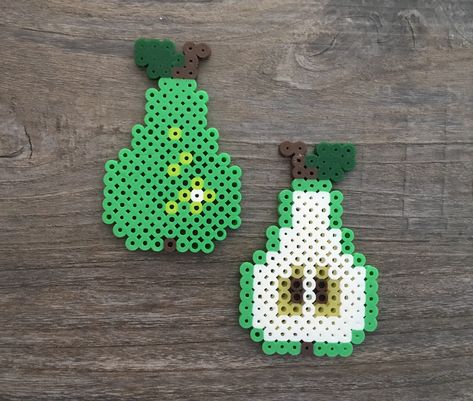 Perler Beads Pear Perler Earrings, Perler Projects, Bead Inspiration, Perler Art, Bead Board, Beads Designs, Beads Ideas, Diy Perler Beads, Beaded Crafts