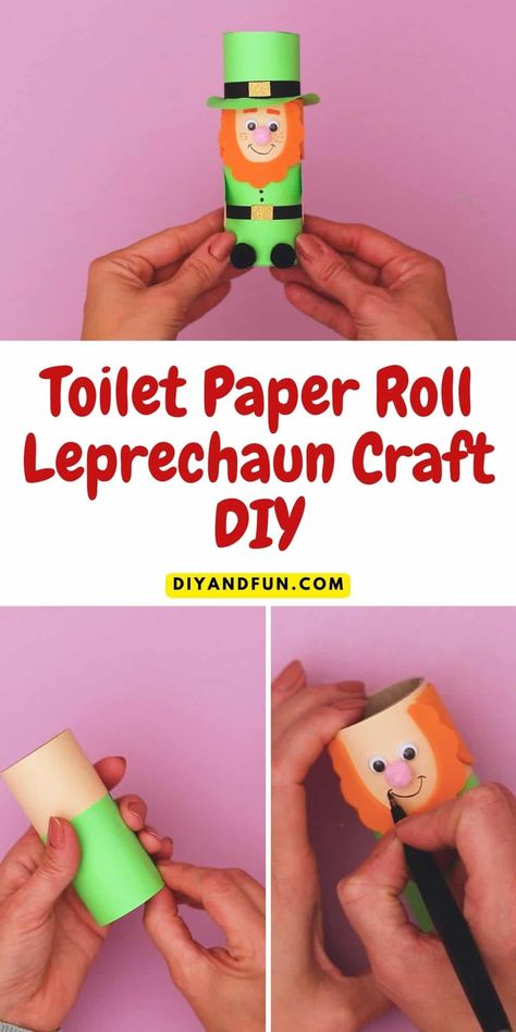 Toilet Paper Roll Leprechaun Craft DIY, a simple and adorable project for turning an empty toilet paper roll into a cute leprechaun. Diy St Patrick's Day Crafts, Cute Leprechaun, Leprechaun Craft, Dollar Store Inspired Decor, Kids Activities At Home, March Crafts, Toilet Roll Craft, St. Patrick's Day Crafts, St Patrick's Day Decorations