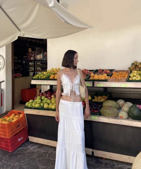 summer aesthetic outfit, summer aesthetic outfits, summer outfits, summer fashion, summer aesthetic, summer style, summer aesthetic fashion Maxi White Dress Outfit, White Linen Set Outfit, White Boho Outfit, Perfect Summer Aesthetic, Ig Fillers, White Summer Skirt, White Beach Outfit, Modest Aesthetic, Farmers Market Outfit