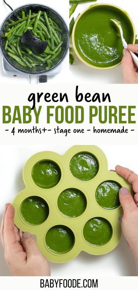 Beans For Babies, Green Bean Baby Food, Baby Food Recipes Stage 1, Easy Homemade Baby Food, Baby Food Puree, Diy Baby Food, Easy Baby Food Recipes, Healthy Baby Food, Baby First Foods