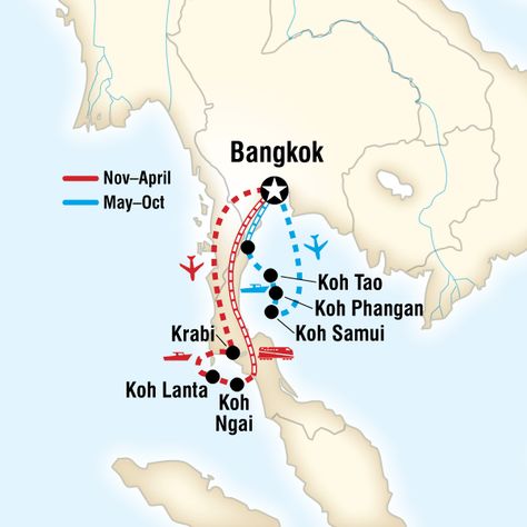 Map of the route for Thailand Island Hopping Backpack Asia, Thailand Tips, Thailand Island Hopping, Thailand Krabi, Thailand Tourism, Thailand Map, Thailand Honeymoon, Thai Islands, Asia Trip