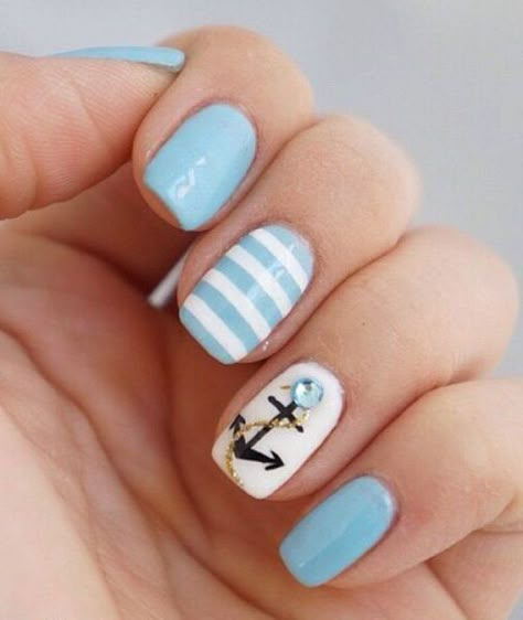 anchor nail art - 60 Cute Anchor Nail Designs Anchor Nail Designs, Anchor Nail Art, Anchor Nails, Nautical Nails, Cruise Nails, Her Nails, Nail Swag, Beach Nails, Cute Nail Art