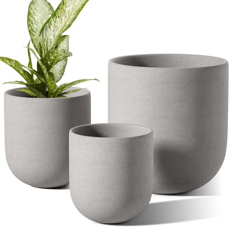 Amazon.com : LE TAUCI 6+8+10 Inch Plant Pots Indoor, Ceramic Planters for Indoor Plants, Flower Pots with Drainage Hole and Rubber Plug, Planter Pots for Home Garden Patio, Set of 3, Neutral Gray : Patio, Lawn & Garden Planters For Indoor Plants, Inch Plant, Vintage Inspired Kitchen, Silver Oak, Advanced Ceramics, Modern Interior Decor, Ceramic Pots, Planter Pots Indoor, Different Plants