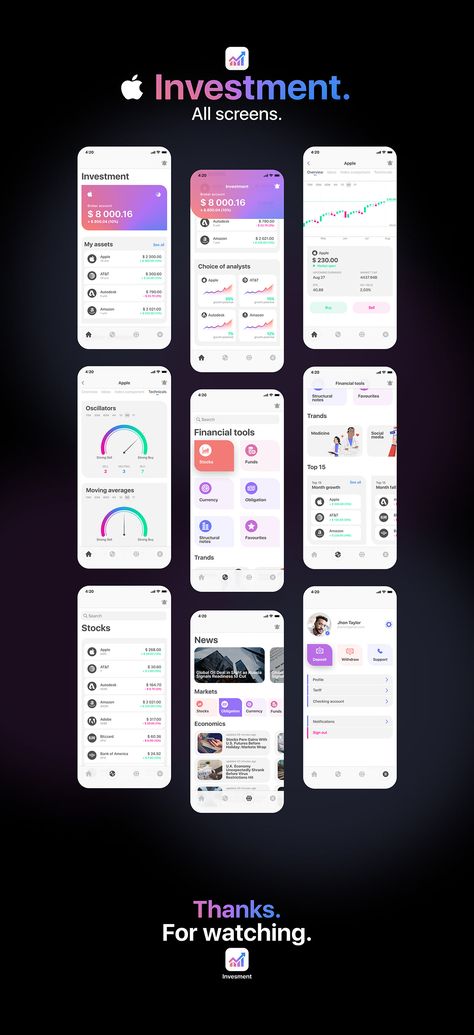 Apple Investment App Concept on Behance Investment App Ui Design, Finance App Design, Fintech App Ui Design, Finance App Ui Design, Apple Ui Design, Bank App Design, Investment Dashboard, Fintech Mobile App, Investment Website