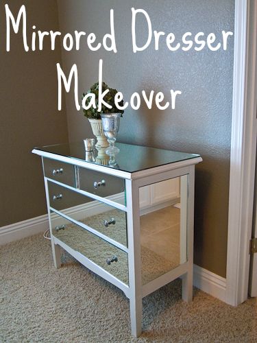 Mirrored Dresser Makeover Diy Mirror Dresser, Diy Mirrored Furniture, Mirrored Dresser, Diy For The Home, Diy Dresser, Old Dressers, Dresser Makeover, Furniture Refinishing, Diy Mirror