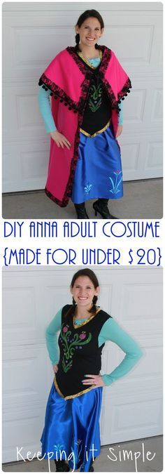 DIY Disney Frozen Anna Adult Costume- made for less than 20 dollars Anna Costume Diy, Frozen Costume Diy, Frozen Halloween Costumes, Adult Anna Costume, Adult Costumes Diy, Anna Frozen Costume, Disney Costumes Diy, Frozen Halloween, Disney Frozen Anna