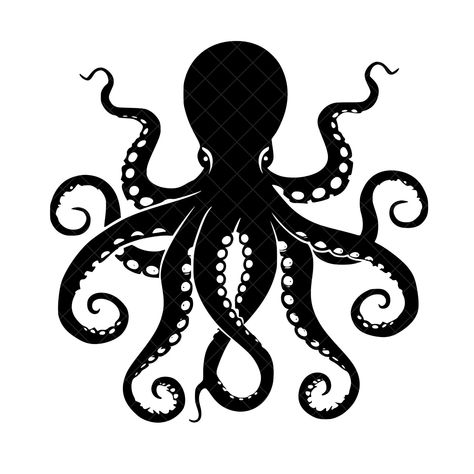 Sea Graphic Design, Octopus Outline, Kraken Design, Octopus Silhouette, Octopus Clipart, Octopus Vector, Octopus Svg, Black Pearl Ship, Octopus Graphic