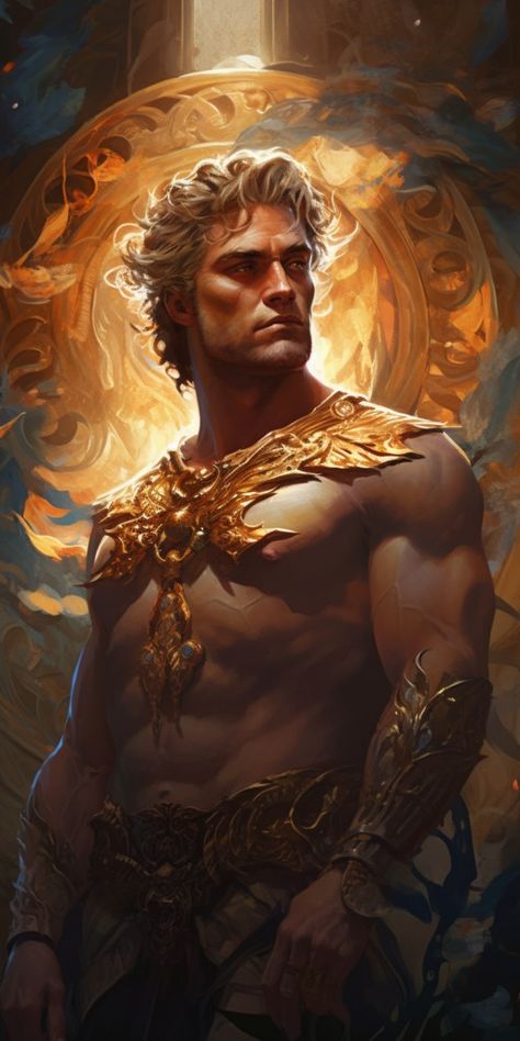 Hyperion, Titan God Of Light And Heavenly Observation | Fantasy I Sci-Fi I Books I Films I World Building Divine Order, Helios Aesthetic, God Of Sun Art, God Of Light, Sun God Aesthetic, Greek God Fantasy Art, Helios God Art, Helios God, Roman Empire Sci Fi