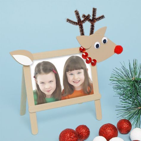 Photo Frame Craft, Reindeer Photo, Reindeer Ears, Photo Frame Crafts, Art And Craft Supplies, Christmas Craft Ideas, Reindeer Craft, Student Christmas Gifts, Guide Template