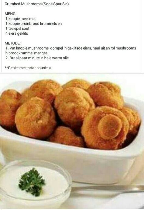 Crumbed Mushrooms, Halaal Recipes, African Cooking, African Recipes, Steak House, Main Event, African Food, Savory Snacks, Light Recipes