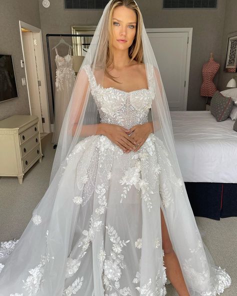 The Pallas Couture ‘RIVETTA’ gown 🤍 #pallascouture #pallasbride #weddingdress #weddinggown #weddinginspiration #weddinginspo #bridalgown … | Instagram Wedding Dress Boho, Embroidered Wedding Dress, Sheer Wedding Dress, Cute Wedding, Cute Wedding Dress, Wedding Dress Train, Bohemian Wedding Dress, Embroidered Wedding, Modern Wedding Dress