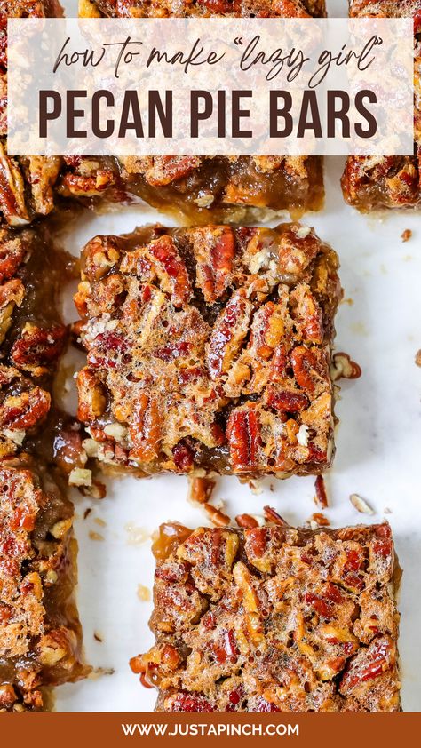 Lazy Girl Pecan Pie Bars Best Ever Pecan Pie Bars Recipe, Southern Living Pecan Pie Bars, Pecan Cookie Bars Recipe, Best Pecan Bars Ever, Pecan Pie Bars With Crescent Rolls, Diy Pecan Pie, Baking With Pecans, Recipes Using Pecans Desserts, Pioneer Woman Pecan Pie Bars