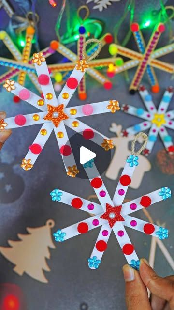 MD Rezaul Islam on Instagram: "Unique Xmas snowflake crafts with ice-cream stick" Ice Cream Stick Craft, Snowflake Crafts, How To Make Snowflakes, Snowflake Craft, Pop Stick, Ice Cream Stick, Xmas Crafts, Kindergarten, Ice Cream