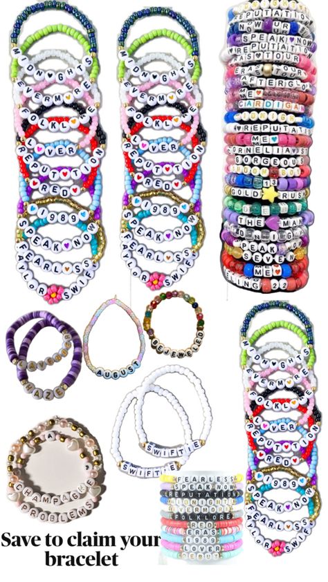 Save your Taylor swift bracelet before they all run out Taylor Swift Bracelets, Swift Bracelet, Make Clay Beads, Swift Bracelets, Making Bracelets With Beads, Taylor Swift Outfits, Clay Bracelet, Clay Bead, Bracelet Ideas