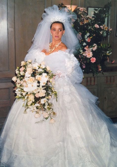 The Grand Duchess in her Louise Hamlin Wright dress and necklace Wedding Dresses 80s, 80s Wedding Dress, Bad Wedding, Dress And Necklace, 1980s Wedding, 80s Wedding, Big Wedding Dresses, Vintage Wedding Gowns, Cheap Cocktail Dresses