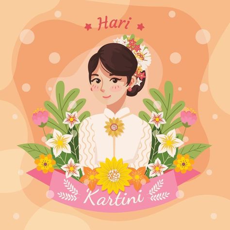 Ibu Kartini Art, Ra Kartini Art, Poster Kartini Day, Ibu Kartini, Kartini Day, Ra Kartini, Book Cover Mockup, Indonesian Art, Illustration Art Design