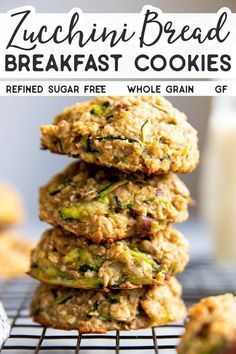 Healthy Zucchini Oatmeal Bars, Cookies With Zucchini, Shredded Zucchini Breakfast Recipes, 1 Cup Zucchini Recipes, 1 Cup Shredded Zucchini Recipes, Keto Zucchini Cookies, Zucchini Oatmeal Bake, Breakfast Ideas With Zucchini, Zucchini Protein Balls