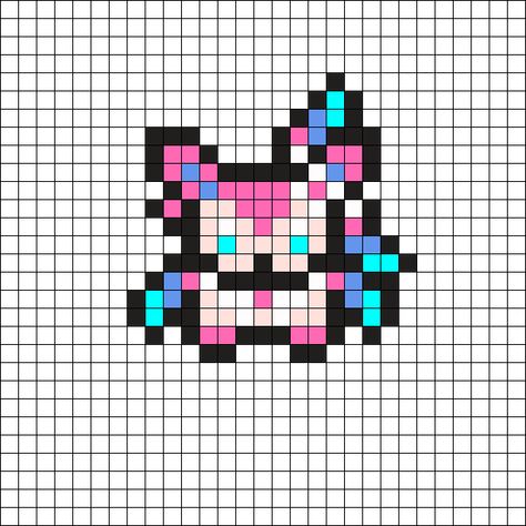 Sylveon Perler Beads, Eeveelutions Perler Bead Patterns, Sylveon Perler, Sylveon Pixel Art, Pokemon Cross Stitch Patterns, Melt Beads Patterns, Pokemon Cross Stitch, Kandi Cuffs, Kandi Ideas