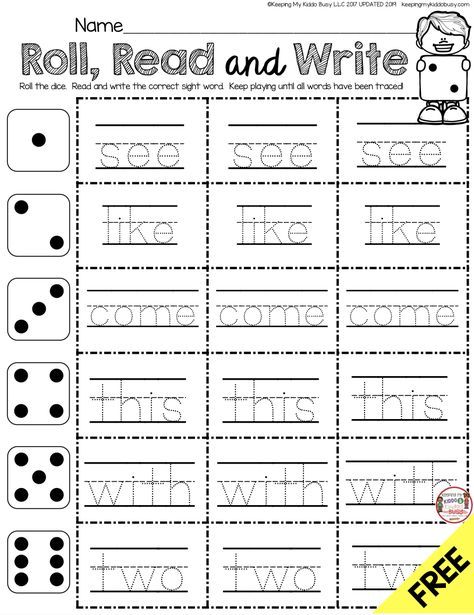 FREE Roll a Sight Word - Read Trace and Write - Leprechaun and St. Patrick's Day freebie worksheets - Math and Literacy Centers for Saint Patty's Day #kindergarten #kindergartenmath #kindergartenreading #stpatricksday Ingles Kids, March Math, Preschool Sight Words, Teaching Sight Words, Sight Word Reading, Sight Word Worksheets, Letter Tracing, Kindergarten Lesson Plans, Kindergarten Centers