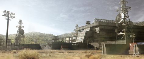 ArtStation - Digital Matte Painting - Military Base, Rocky Schouten Prison Exterior, Digital Matte Painting, Cyberpunk Rpg, Environment Props, Vintage Style Art, Military Base, Matte Painting, Cyberpunk Art, Military Army