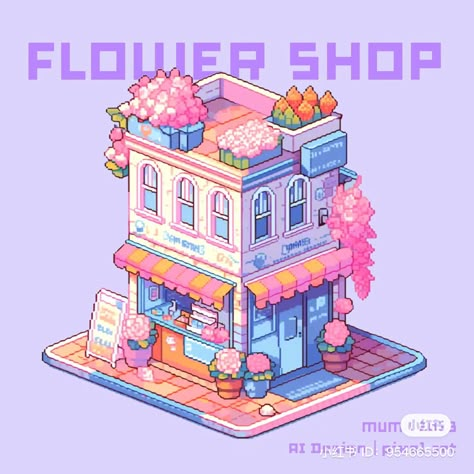 Cute Store Drawing, Kawaii Isometric, Isometric Art Illustration, Isometric Architecture, Isometric Pixel Art, 2d Isometric, Cute Architecture, Isometric Drawing, Style Kawaii