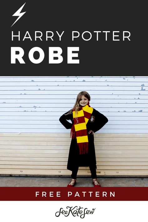 Harry Potter Robe Pattern, Harry Potter Family Costumes, Diy Harry Potter Costume, Hermione Draco, Harry Potter Robes, Potter Family, Diy Harry Potter, Fleece Robe, Free Pattern Download