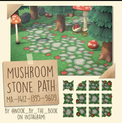 Rock Custom Design Animal Crossing, Animal Crossing Red Path, Designer Codes Animal Crossing, Island Theme Ideas Animal Crossing, Whimsical Acnh Codes, Froggy Crossing Codes, Acnh Custom Paths, Acnh Neighborhoods Ideas Cottagecore, Acnh Neighborhoods Layouts Fairycore