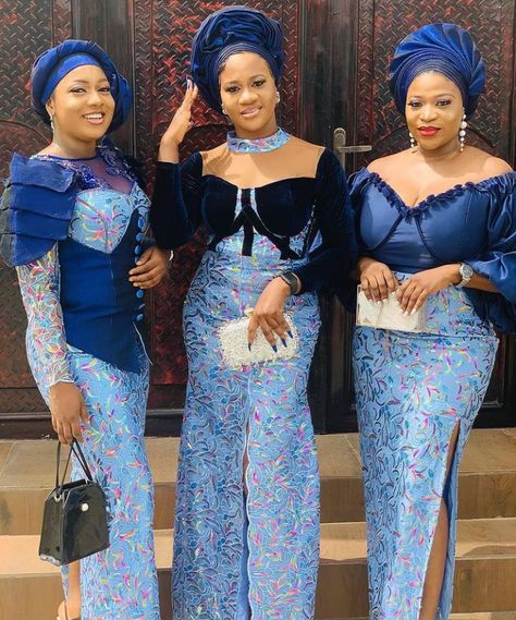 Gorgeous Royal Blue Colour Aso-ebi Styles for Owambe/ Parties. - Stylish Naija Blue Aso Ebi Styles Lace, Sky Blue Lace Gown Styles Aso Ebi, Royal Blue Aso Ebi Lace Styles, Sky Blue Lace Asoebi Styles, Sky Blue Asoebi Lace Styles, Sky Blue Asoebi, Royal Blue Lace Asoebi Styles, Blue Asoebi Lace Styles, Asoebi Lace Styles For Wedding