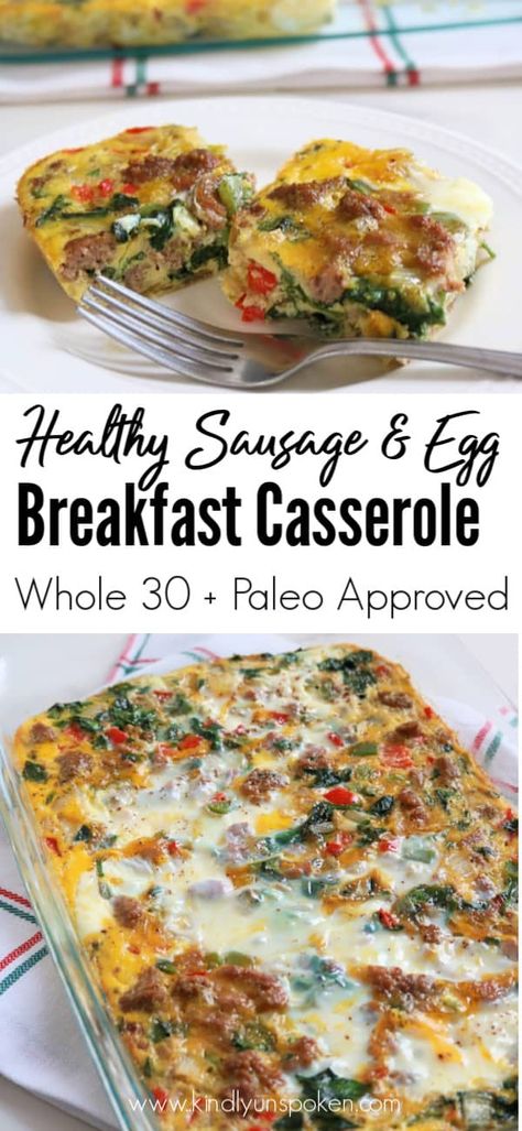 Whole 30 Breakfast Casserole, Whole30 Breakfast Casserole, Paleo Breakfast Casserole, Eggs Spinach, Casserole Healthy, Healthy Breakfast Casserole, Breakfast Egg Casserole, Whole30 Breakfast, Whole 30 Breakfast