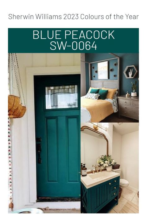 We are in love with Sherwin William's Colours of the Year for 2023. Here is some of our inspo for how to use Blue Peacock SW-0064! Check out our socials for more of our inspo ideas and interior design work! 🤍