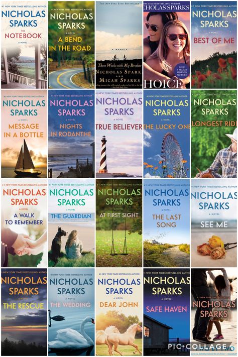 20 of 21 of all of every Nicholas sparks book (only missing is Every Breath, newest book) Nicolas Sparks Books, Nicolas Sparks Movies, Nicholas Sparks Movies List, Nicholas Sparks Aesthetic, Nicholas Sparks Quotes, Nicholas Sparks Movies, Nicholas Sparks Books, Nicholas Sparks, Good Movies To Watch