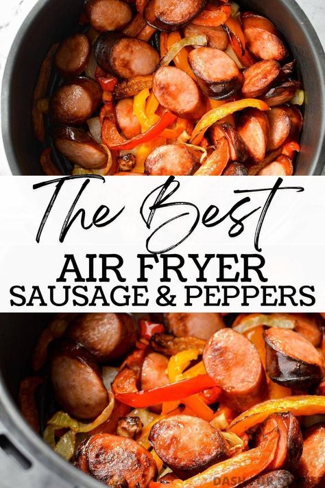 If you're looking for healthy air fryer recipes, you have to try this easy recipe for air fryer sausage and peppers with onions. A 4 ingredient recipe that's ready in just 25 minutes, this air fryer dinner recipe is perfect for weeknights. Keto friendly, low carb, gluten free, and dairy free, it's the perfect healthy dinner idea for the air fryer. This veggie packed dinner is a regular member of the weekly dinner plan, and for good reason! Air Fryer Sausage Peppers And Onions, Air Fryer Sausage And Peppers, Sausage And Peppers Recipe, Air Fryer Sausage, Sausage Peppers And Onions, Fried Sausage, Weekly Dinner, 4 Ingredient Recipes, Easy Summer Meals