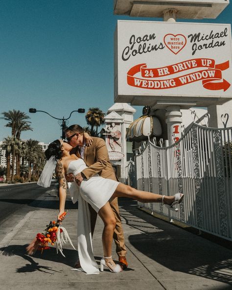 If you elope in Las Vegas at the right time of day you can get some really cool lighting for your wedding photos! We had a blast with Zoë and Steve at the Little White Wedding Chapel and then on Fremont Street! Las Vegas Elopement Photographer: @treeoflifelasvegas @treeoflifefilmsandphotos Hair & Makeup: @headswillrollsalon Wedding Dress: @meshki Suit: @josabank Chapel: @littlewhiteweddingchapel . . . . . #lasvegaselopement #vegaselopement #elope #elopement #lasvegasweddingphotographer ... Las Vegas Wedding Dresses, Fremont Street Las Vegas, Vegas Wedding Dress, White Wedding Chapel, Las Vegas Wedding Photos, Vegas Wedding Photos, Wedding Window, Vegas Wedding Chapel, Little White Chapel