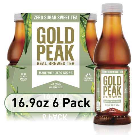 Gold Peak Sweet Tea, Black Iced Tea, Zero Calorie Drinks, Iced Tea Drinks, Raspberry Tea, Black Tea Leaves, No Sugar Diet, Peach Tea, Gold Peak Tea