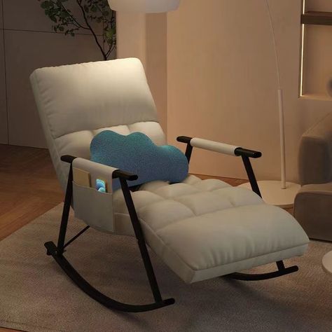 Leather Armchair Living Room, Comfortable Modern Furniture, Rocking Chair Living Room, Modern Simple Bedroom, Chair Balcony, Big Comfy Chair, Rocking Armchair, Modern Recliner, Bedroom Couch