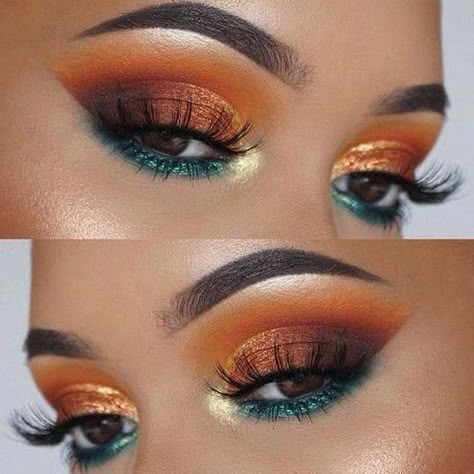 Sunset Eyes, Sunset Makeup, Make Up Designs, Wedding Makeup Tips, Green Makeup, Makeup Idea, Green Eye, Colorful Eye Makeup, Elegant Makeup