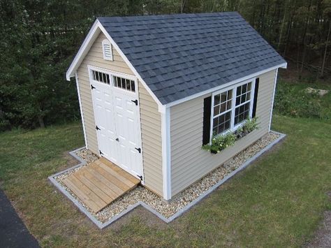 landscaping around shed - Google Search Outside Storage Shed, Small Shed, Shed Landscaping, Build Your Own Shed, Cheap Sheds, Outside Storage, Storage Shed Plans, Diy Shed Plans, Shed Kits