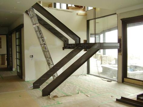 Stairs Steel, Stair Walls, Interior Stair Railing, Stairs Stringer, Steel Stairs, Metal Stairs, Concrete Stairs, Stairway Design, Floating Stairs