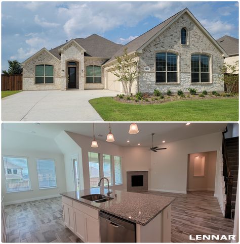 Are you looking for a new home in Haslet?! Our McKinley II plan is available now and move-in ready! http://spr.ly/6493ygr5t Included in your new home: ✔️ 3 bedrooms ✔️ 2.5 bathrooms ✔️ Game Room ✔️ Study ✔️ Formal dining AND so much MORE!! Beautiful Dining Room Decor, Lennar Homes, Family Room Layout, Dream Bedrooms, Open Living Area, Extra Bedroom, Brick Exterior, Beautiful Dining Rooms, Appliance Packages